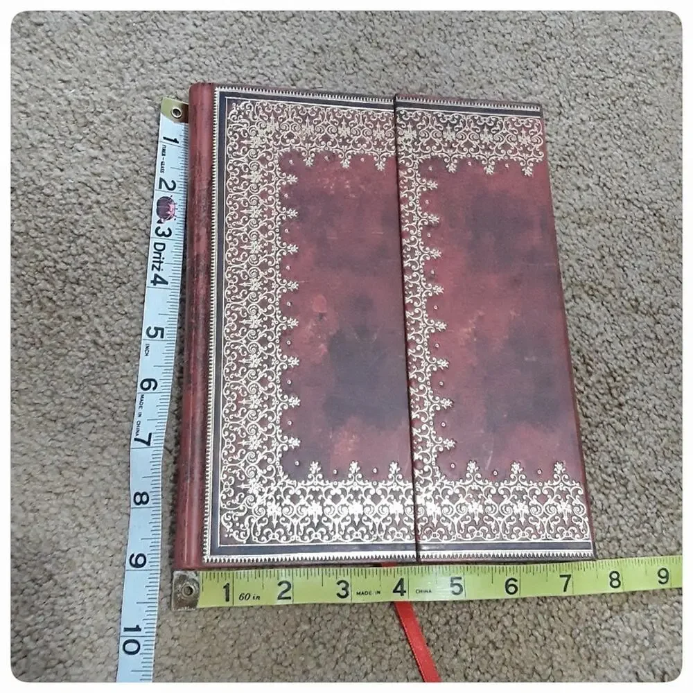 Red Journal Bound Notebook with Gold Embossed Detail Spiritual Stationary Book